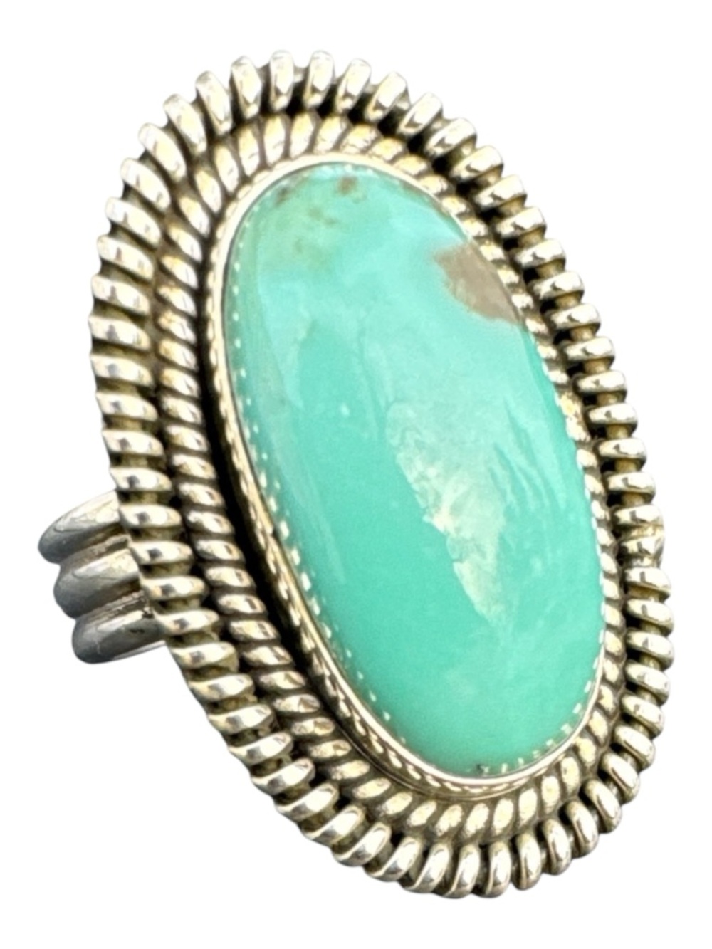 Turquoise Oval Statement Ring - Silver Setting